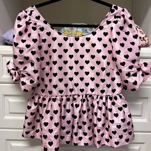 LoveShackFancy Puff Sleeve Peplum Top